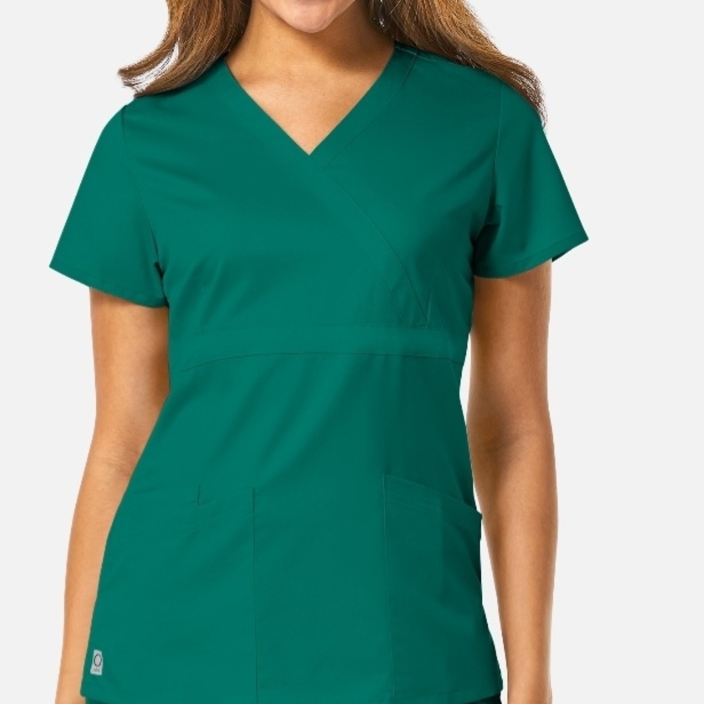 EON by MAEVEN WOMENS HUNTER GREEN SCRUB TOP SIZE LARGE
